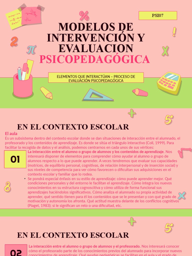 Modelos de Intervención y Evaluacion Psicopedagógica | PDF | Evaluación ...