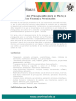 Elaboración Del Presupuesto para El Manejo de Las Finanzas Personales