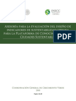 Asesor A para La Evaluaci N Del Dise o de Indicadores de Sustentabilidad Urbana para La Plataforma de Conocimiento Sobre Ciudades Sustentables