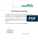 Certificado Indurmig 20 Gases y Tecnologuia