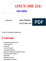 Statics (Me 211) : Fall 2020