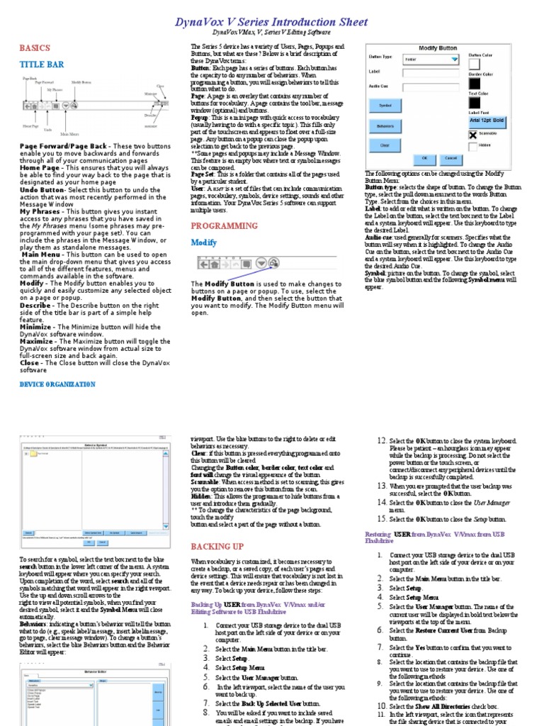 DynaVox V Series User Guide | PDF | Computer Keyboard | Button (Computing)