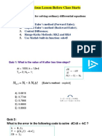 Review Previous Lesson Before Class Starts: Numerical Methods For Solving Ordinary Differential Equations