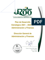 Plan Estratégico 2021-2024 de Administración y Finanzas de la UQRoo