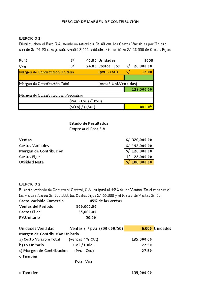 S06.s1 - Ejercicios Margen de Contribución | PDF | Estado de resultados ...