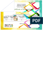 Sample Certificates of Recognation Kindergarten