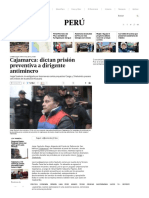 Cajamarca - Dictan Prisión Preventiva A Dirigente Antiminero - Cajamarca - Peru - El Comercio Peru