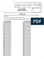 Lista Recuperação - 3º Ano - 2° Bi - FOLHA DE RESPOSTAS