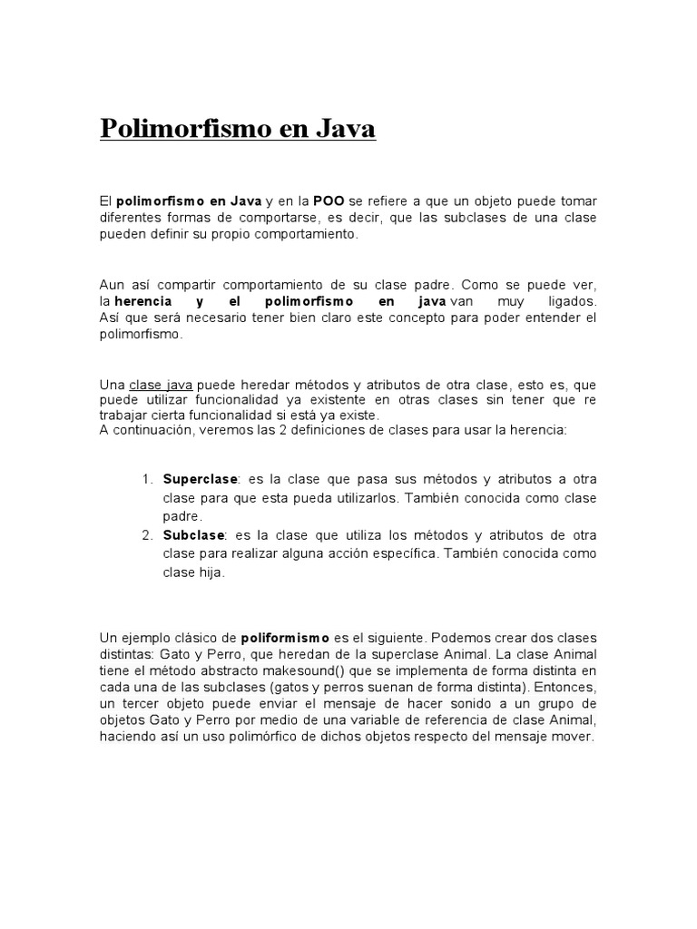 Polimorfismo y Herencia en Java | PDF | Herencia (Programación ...