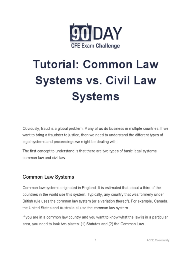 Common vs. Civil Law Systems Guide | PDF | Common Law | Precedent