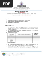 Minutes Format - Election of Pta Officers