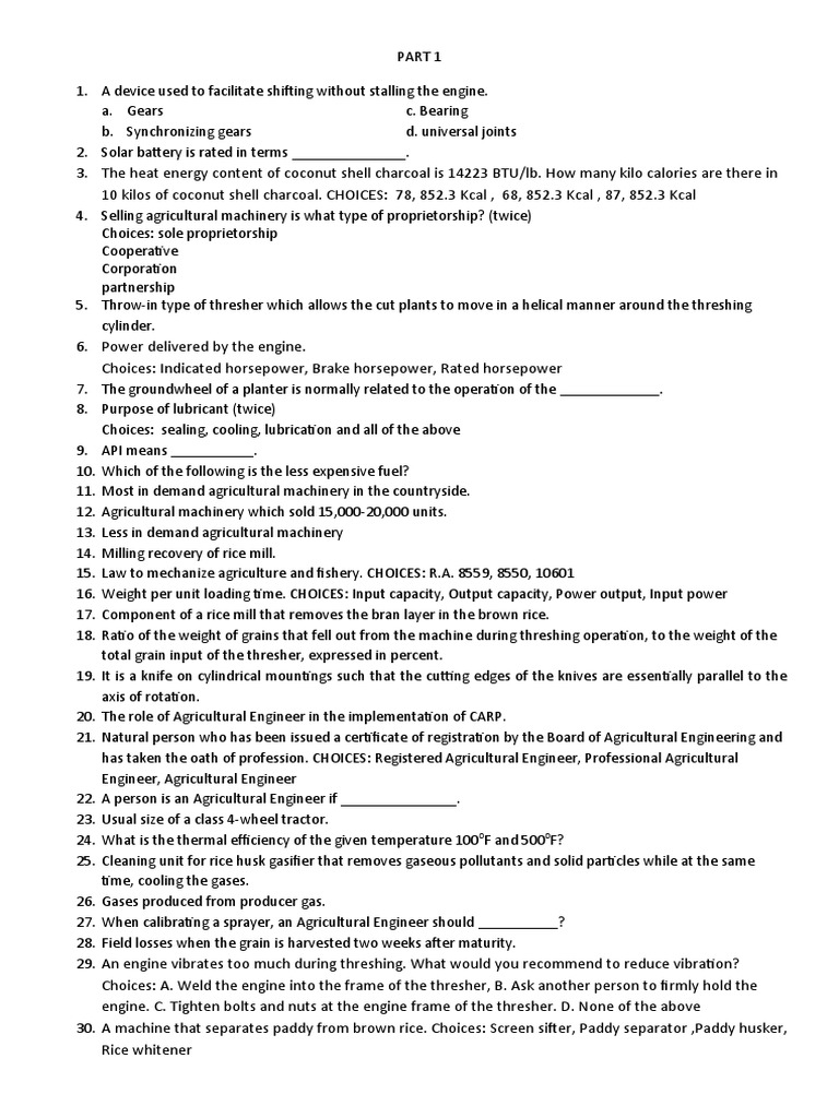Agriculture Machinery Q&A Guide | PDF | Agricultural Machinery | Rice