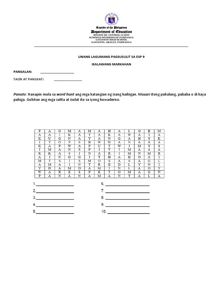 Esp 2ND Grading Peta and Quizes | PDF