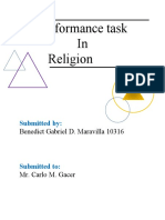 Performance Task in Religion: Submitted by