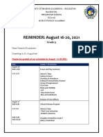 Grade 9 UNIVERSITY OF NEGROS OCCIDENTAL – RECOLETOS Orientation Schedule