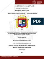 Analisis Del Planeamiento Tributario y Su Incidencia en Los Estados Financieros en Las Empresas Industriales Del Departamento de Puno