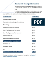 Cremation Cost Sheet