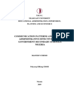 Communication Patterns and Principal Administrative Effectiveness in Government Secondary Schools: Nigeria