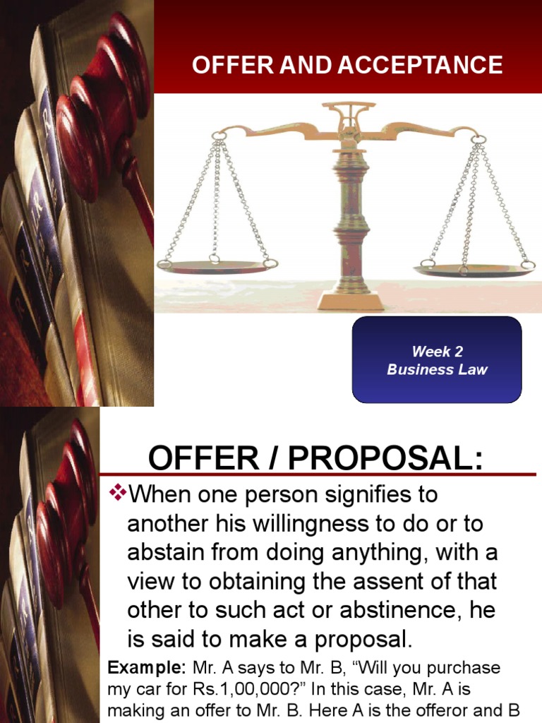 Offer and Acceptance in Business Law | PDF | Offer And Acceptance | Consent