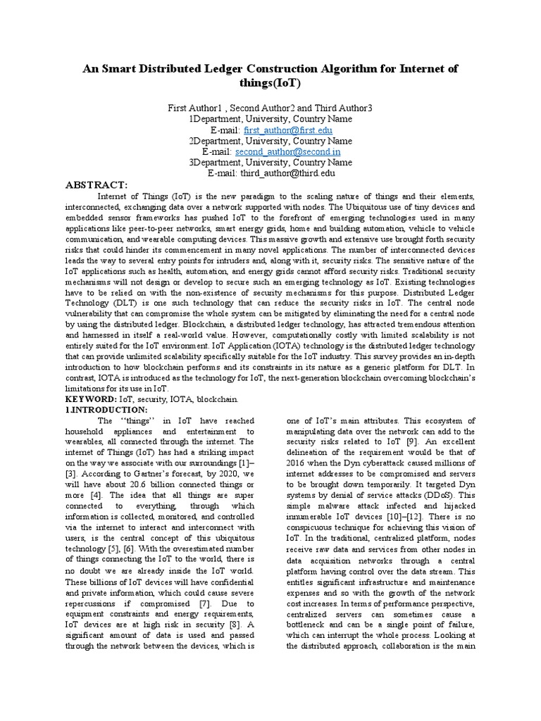 IEEE PAPER An Intelligent Distributed Ledger Construction Algorithm For
