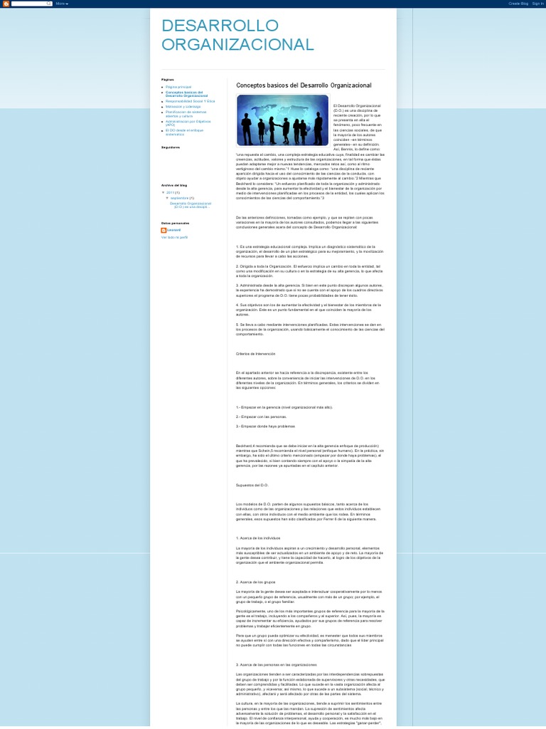 Conceptos Basicos Del Desarrollo Organizacional Pdf Planificación