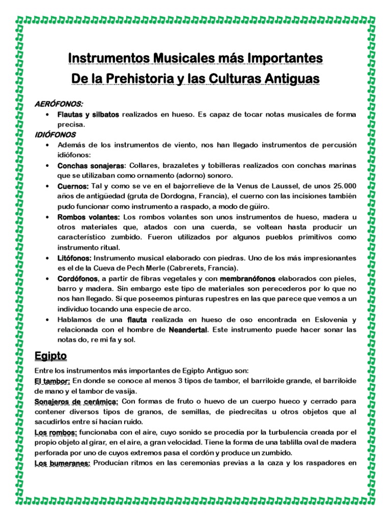 Instrumentos Musicales de la Prehistoria | PDF | Instrumentos musicales ...