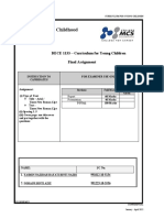 Diploma in Early Childhood Education: DECE 1133 - Curriculum For Young Children Final Assignment
