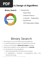 Analysis & Design of Algorithms: Binary Search