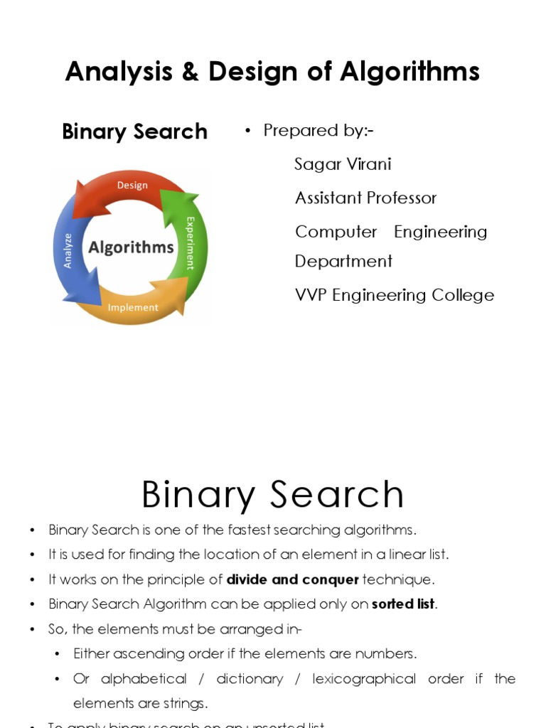 Analysis & Design of Algorithms: Binary Search | PDF | Software ...