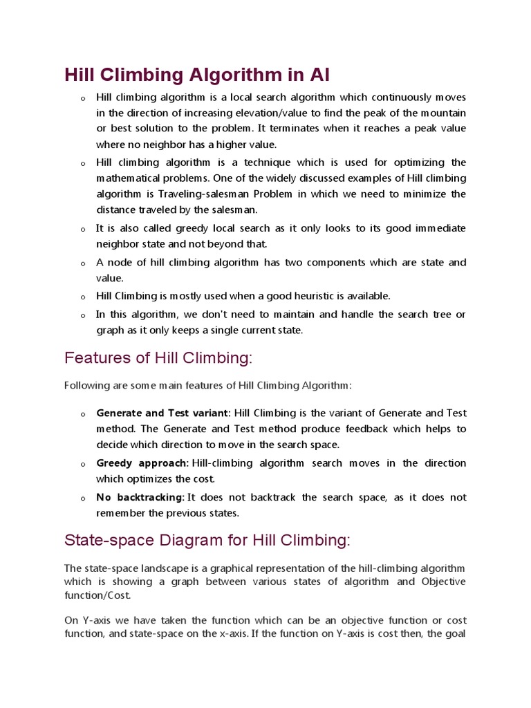 Overview of Hill Climbing Algorithm | PDF | Mathematical Optimization ...