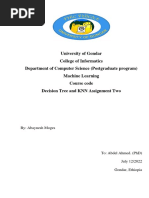 Decision Tree and KNN Assignment Two