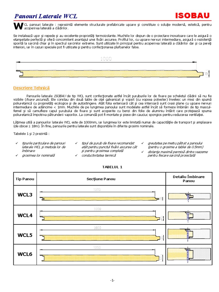 Panouri Later WCL | PDF