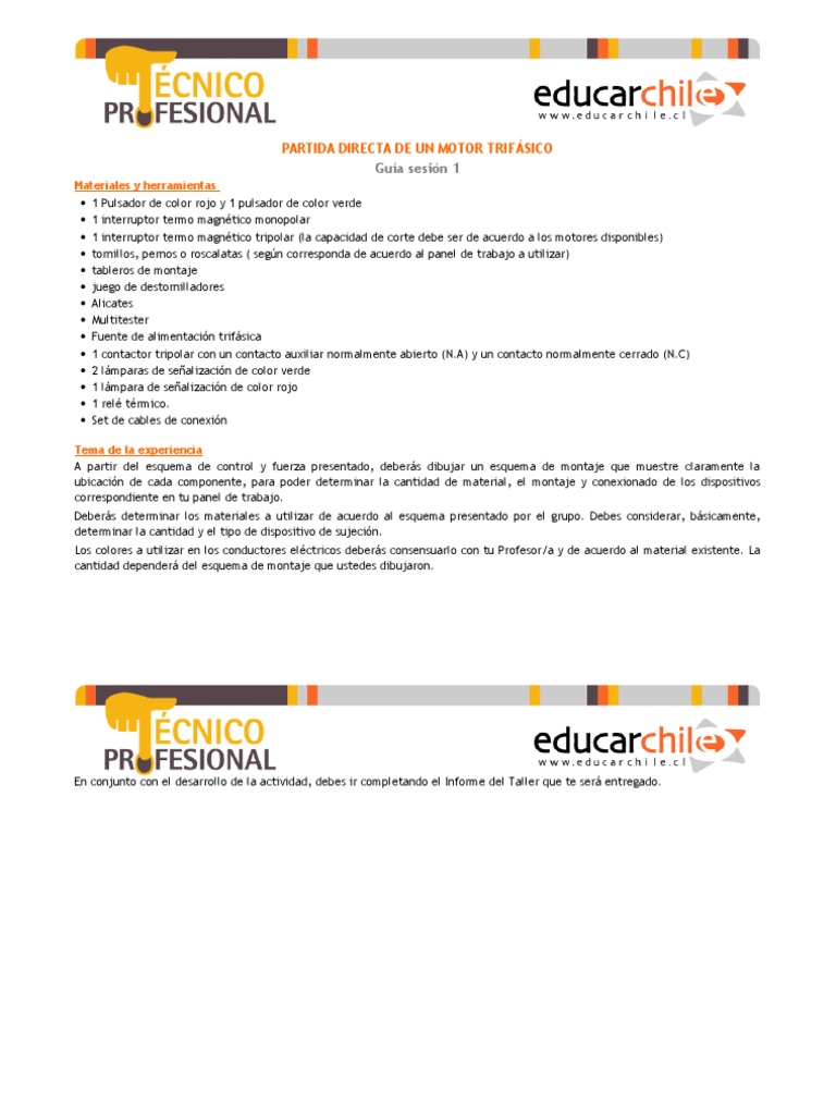 Partida Directa de Un Motor Trifasico | PDF | Electromagnetismo ...