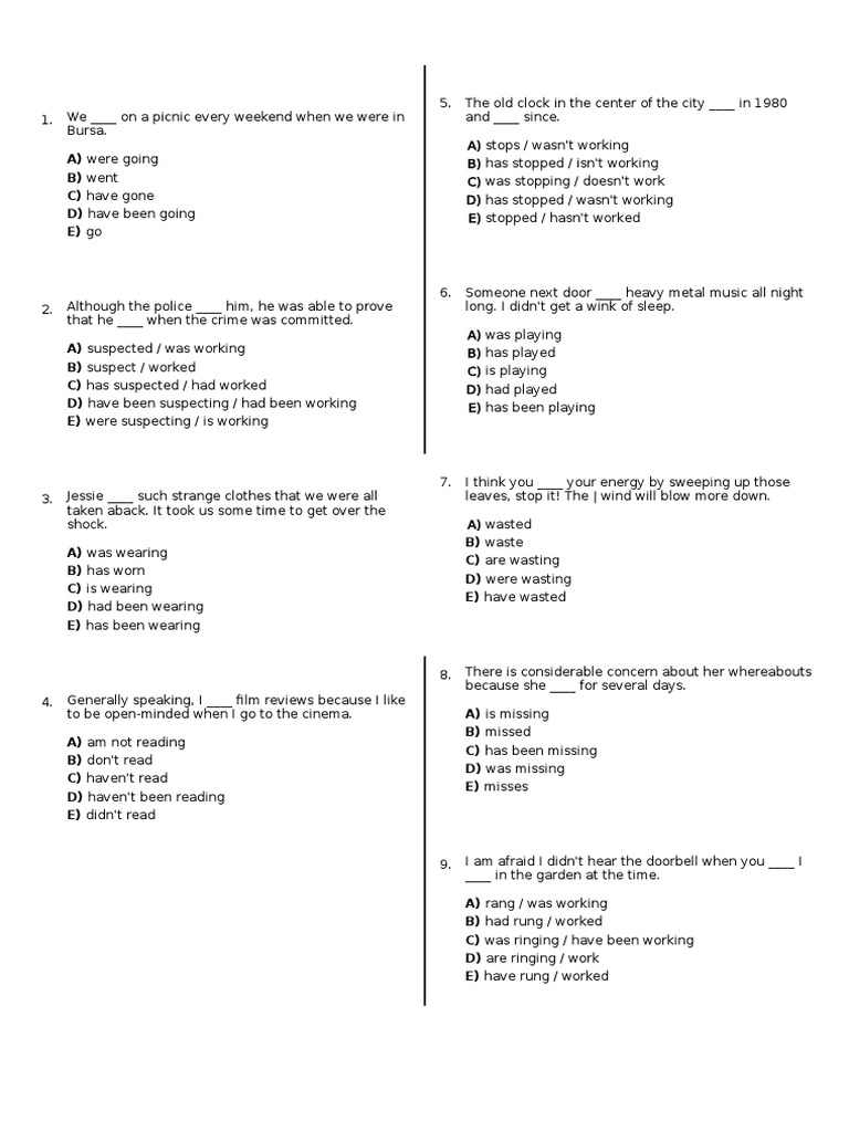 Advanced Mixed Tenses MCQ Exercises | PDF | Multiple Choice