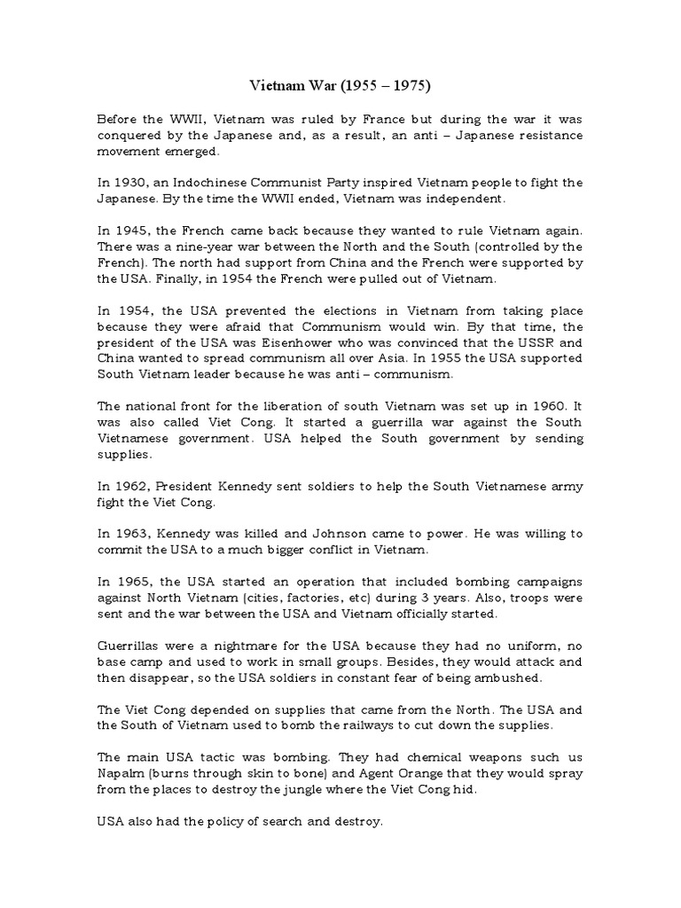 Vietnam War 1955 - 1975 | PDF | Vietnam War | Viet Cong