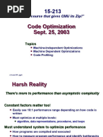 Code Optimization Sept. 25, 2003: "The Course That Gives CMU Its Zip!"