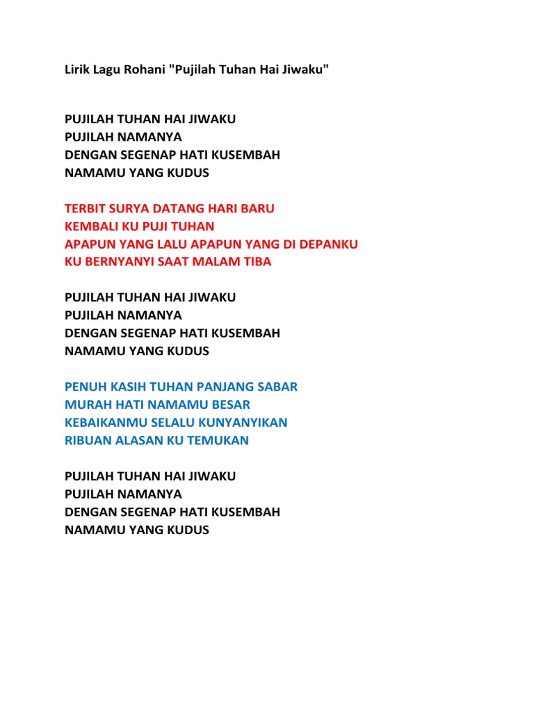 Puji dan Sesembahan Hati kepada Tuhan | PDF