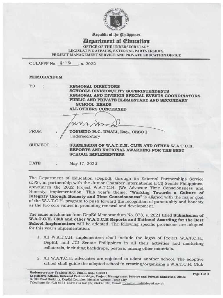 Project W.a.T.C.H. Memo PDF