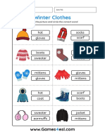 Winter Clothes Worksheet 2