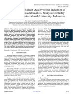 Relationship of Sleep Quality To The Incidence of Recurrent Aftosa Stomatitis, Study in Dentistry Students of Baiturrahmah University, Indonesia