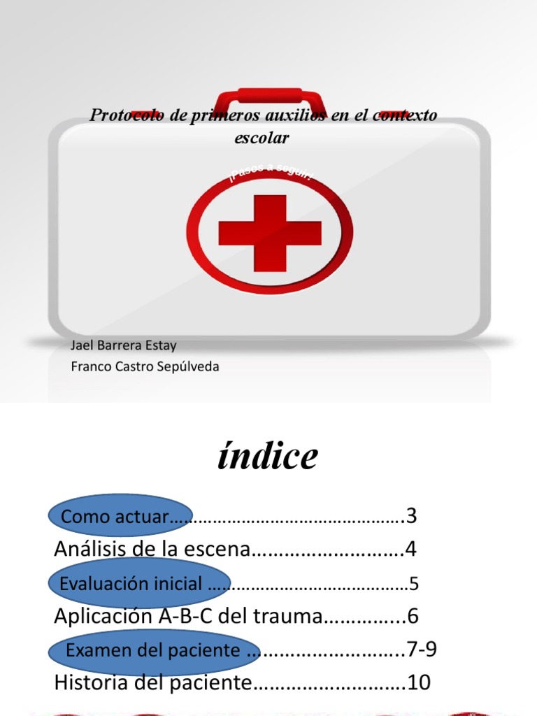 Protocolo de Primeros Auxilios en El Contexto Escolar | PDF | Primeros ...