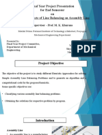 Final Year Project Presentation For End Semester On Some Aspects of Line Balancing On Assembly Line