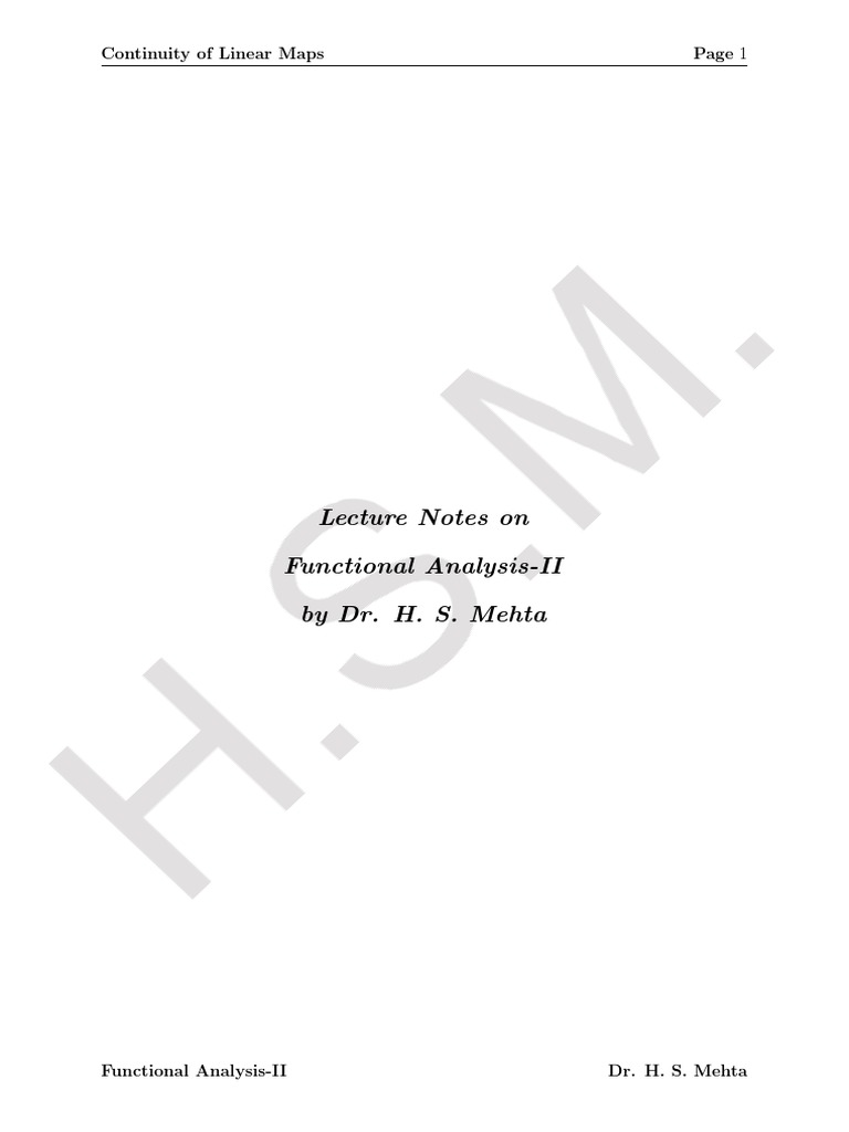 Continuity of Linear Maps in Functional Analysis | PDF | Continuous ...