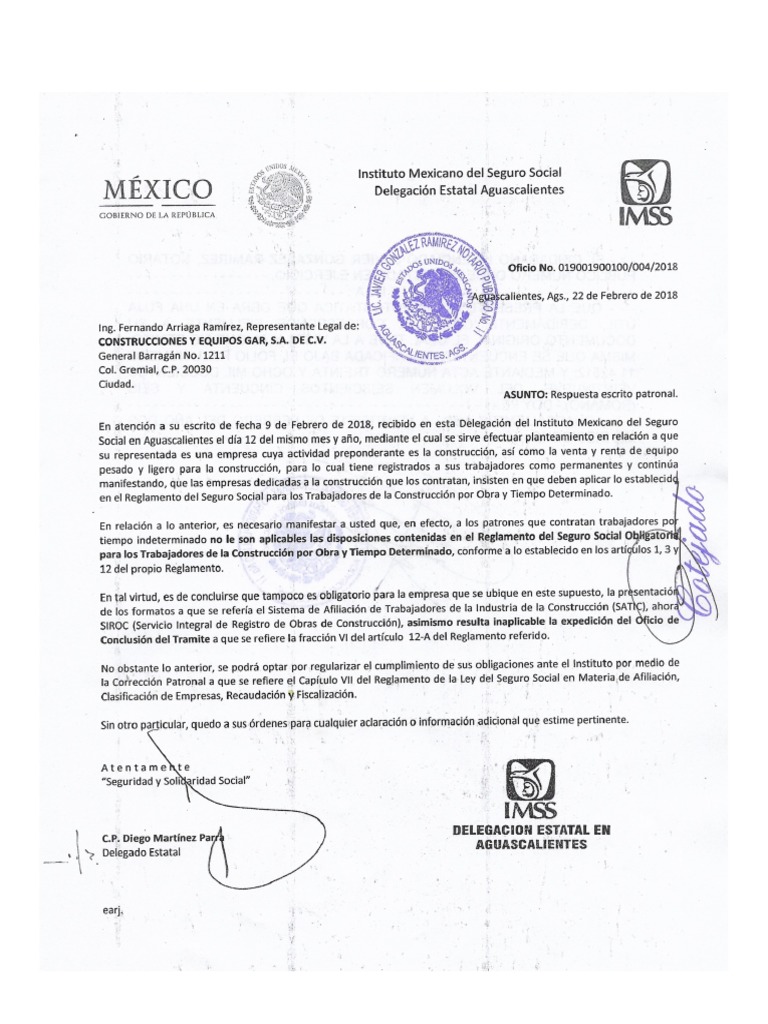 Oficio Imss | PDF