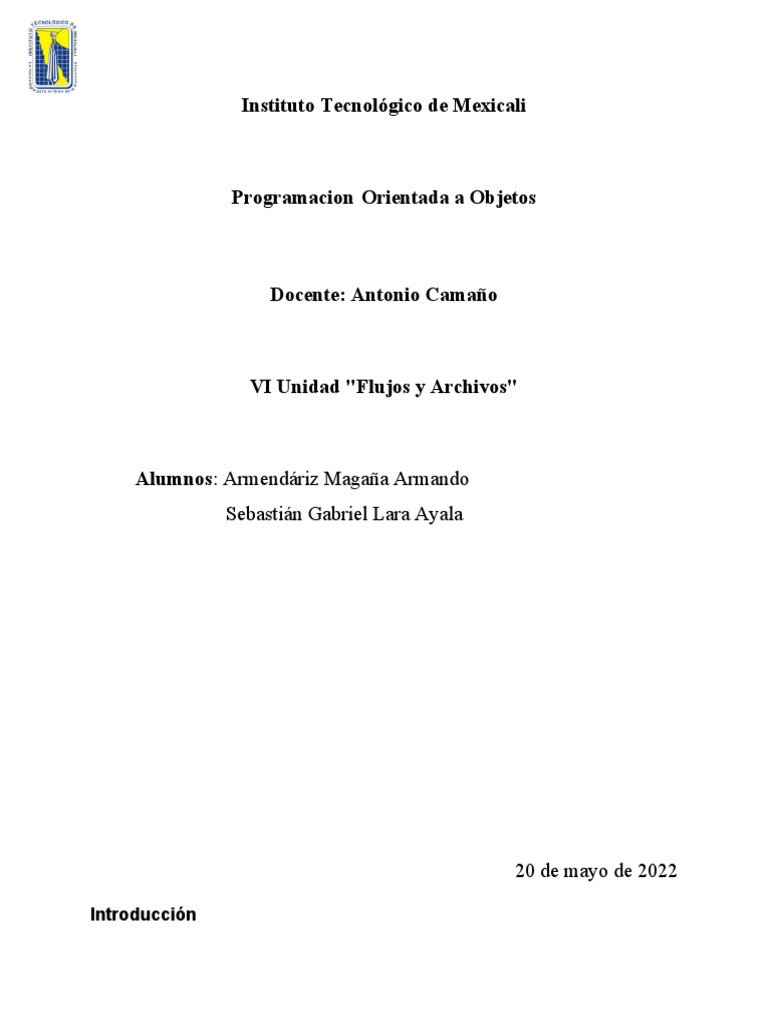 Flujos y Archivos en Java POO | PDF | Archivo de computadora | Programa ...