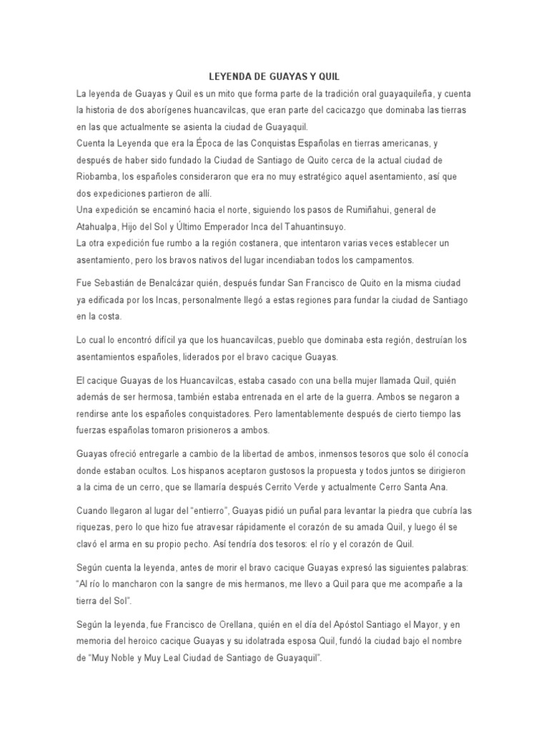 Leyenda Guayas y Quil PDF Imperio Inca