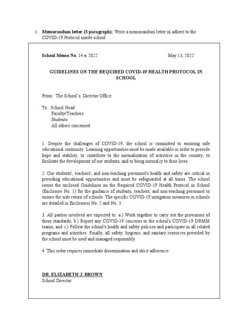 Memorandum Letter | PDF | Memorandum
