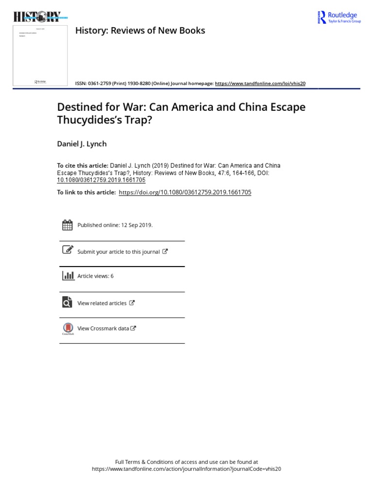 Destined For War: Can America and China Escape Thucydides's Trap? | PDF ...