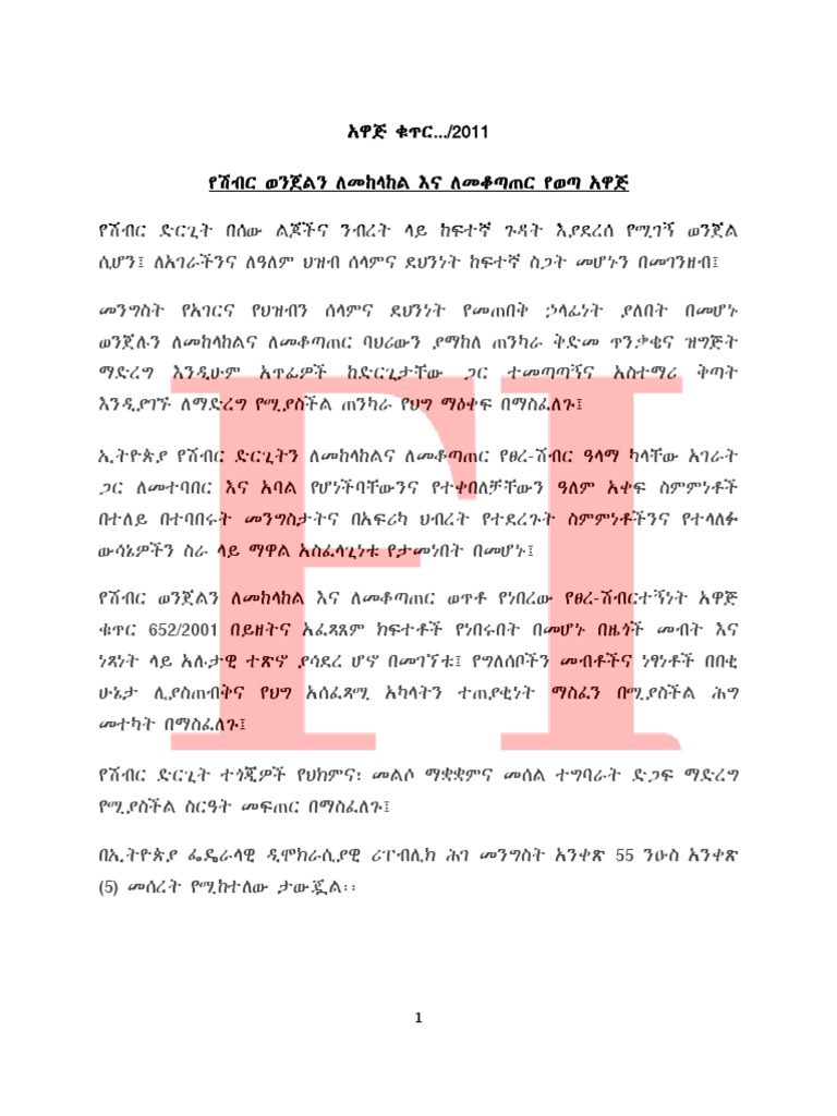 Anti-Terrorism Draft Proclamation | PDF