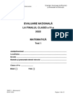 EN IV 2022 Matematica PT Minoritatea Rroma Test 1